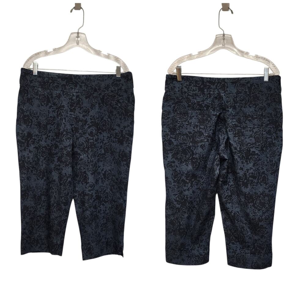 WESTBOUND Pull-On Floral Blue Denim Capri Jeans Size 12